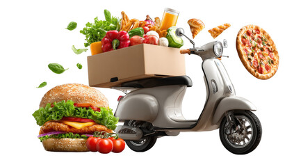 Food delivery scooter with diverse items