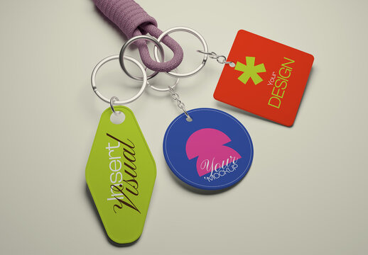 Custom Geometry Keychain Mockup