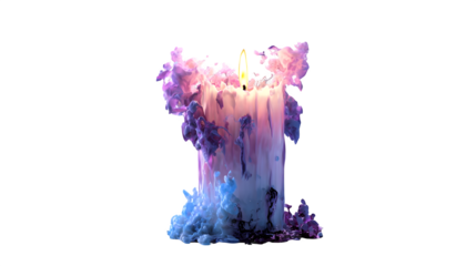 burning candles isolated on white background