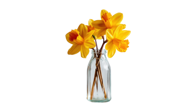 Yellow daffodils in a glass vase (1)
