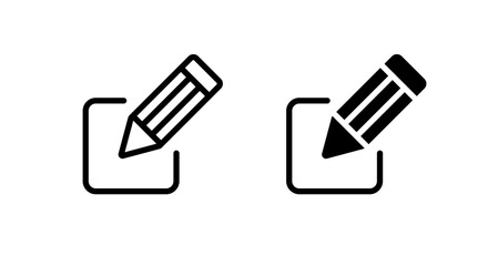Edit icon set in flat design. Pencil on square box symbol