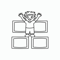 Happy Kid Jumping Playing Cartoon Child Fun Game Vector Illustration