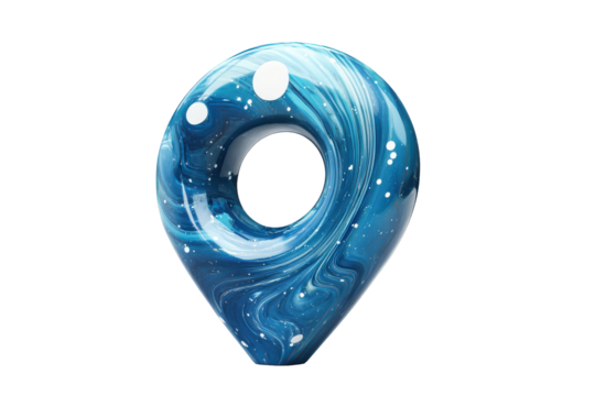 Abstract blue swirl location pin icon isolated on transparent background. Blue location of traffic street route map symbol isolated on white background, 3d rendering.