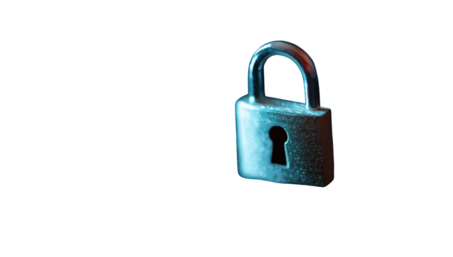 3D rendered padlock against black background - Powered by Adobe