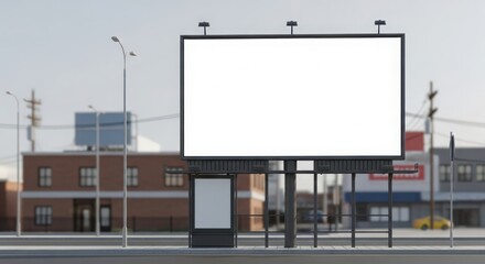 Fototapeta premium Large blank billboard in a city street, with a smaller advertising panel next to it, ready for content