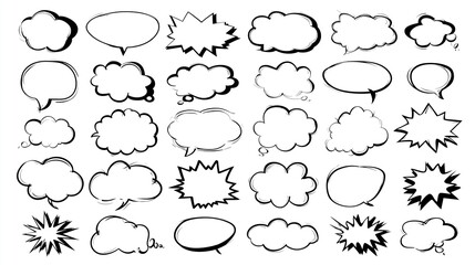 Diverse Speech and Thought Bubbles for Comics, Illustrations, and Graphic Design