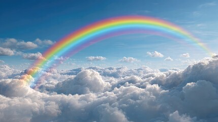 Rainbow arches over fluffy clouds (1)