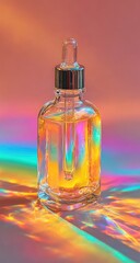 Clear glass dropper bottle, vibrant colors