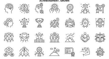 Fototapeta premium Collection of achievement and growth icons isolated on white background