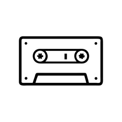 Obraz premium A minimalistic outline illustration of a cassette tape, highlighting a retro audio experience. Its simple design evokes a sense of nostalgia. 