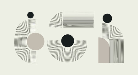 Modern abstract geometric shapes with minimalist lines and circles for contemporary design