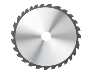 A shiny iron circular saw blade, isolated on a white background, symbolizing precision and industrial cutting.