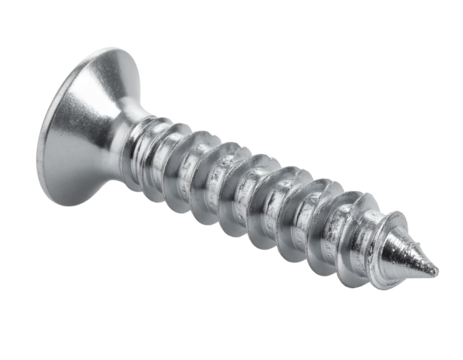 A large, detailed iron screw, isolated on a white background, representing fastening, construction, and hardware.