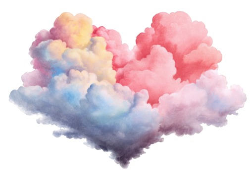 Heart-shaped cloud, vibrant pastel colors