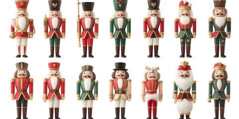Traditional Nutcracker Soldier Figurine PNG on White Background