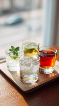 Chilled glass quartet whispers minty breeze and citrus zest; ideal for Hygge celebrations and Japan's Kanpai rituals