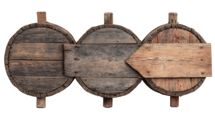 Aged wooden barrels