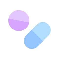 Medical pills illustration. Two vector capsules. Pharmacy medication concept. Health care symbol.