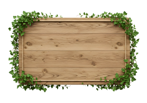 Rustic wooden sign with lush green ivy border adds a touch of natural elegance to your project design