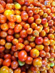 red and yellow tomatoes at the fruit market 