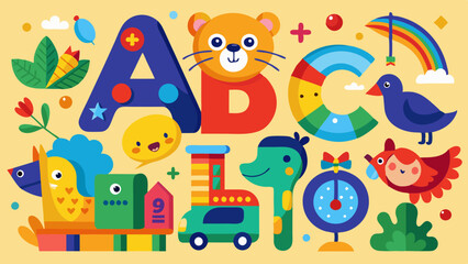 Naklejka premium Playful abcs and adorable animals a vibrant educational illustration for children