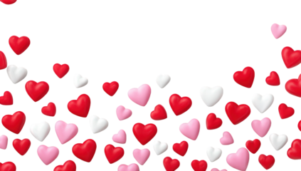 Hearts cascading on black