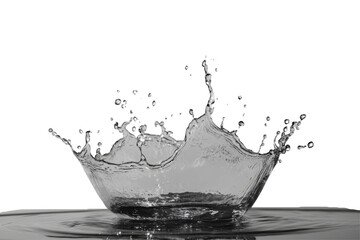 Dynamic water splash crown shape isolated on transparent background. Splash of water isolated on white background.