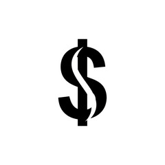 Fototapeta premium Black and White Dollar Sign Icon Representing Currency and Finance