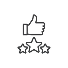 Obraz premium Vector illustration of a thumbs up and three stars rating icon