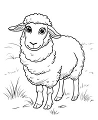 Obraz premium Coloring for children and adults, coloring of the animal world, sheep.