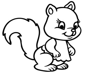 Coloring for children and adults, coloring of the animal world, squirrel.
