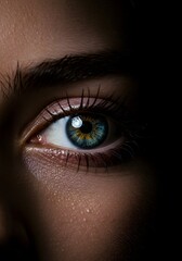 Fototapeta premium Close Up of a Human Eye with Blue and Green Iris