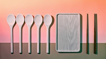 Fototapeta premium Aesthetic Kitchen Utensil Flat Lay 