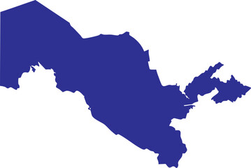 Uzbekistan national map silhouette simple blue icon for infographic and cultural projects
