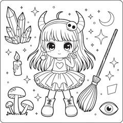 Obraz premium Halloween doll silhouette art illustration Shapes Collection Isolated on White Background