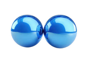 Blue balloons tied together isolated on transparent background. Two blue balloon isolated on white background, 3d rendering.