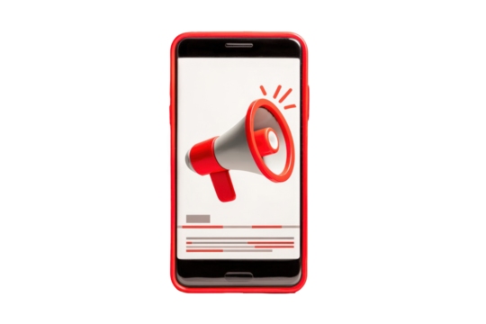 Smartphone displaying a red megaphone