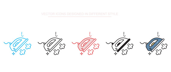 Steam Iron icon design with white background stock illustration