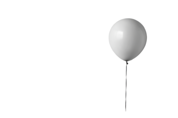 Single white balloon on a string isolated on transparent background. White balloon isolated on white background.