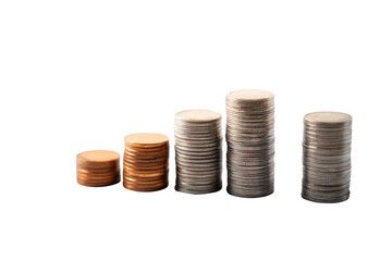 Stacks of coins ascending