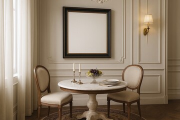 Neoclassical Interior, Apartment Classic Style Frame Mockup Blank Poster Luxury Wall Decor