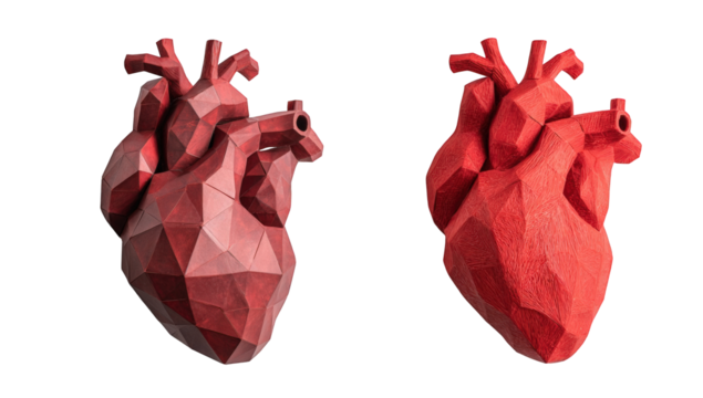 Two polygonal representations of human hearts