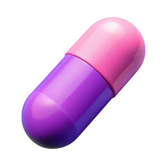 Purple and pink capsule isolated on transparent background