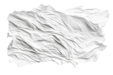 Crumbled white paper texture isolated on transparent background. White paper torn isolated on white background.