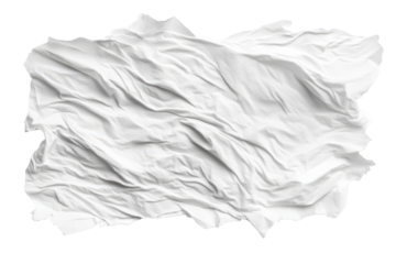 Crumbled white paper texture isolated on transparent background. White paper torn isolated on white background.