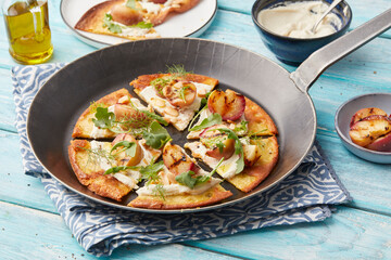 Farinata with ricotta and peach