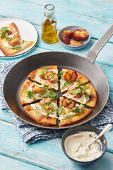 Farinata with ricotta and peach