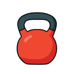 Illustration Vector Graphic Cartoon of a Red Kettlebell for Weight Training