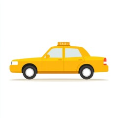 Fototapeta premium Yellow taxi cab displaying traditional city transport with simple urban design and clean minimal passenger service styling elements
