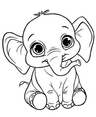 Obraz premium Coloring for children and adults, coloring of the animal world, elephant.